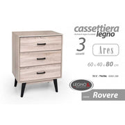 Cajón de 3 cajones Cajas de cajones con pies elevados 60 x 40 x 80 H CM