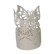 Portavasos de metal crema redondo mariposa cm ø8h20
