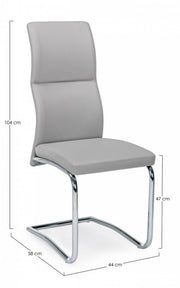 Silla gris claro en ecopiel THELMA 44x58x h104 cm