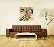 Cuadro de vidrio 70x70 cm con lienzo multicolor