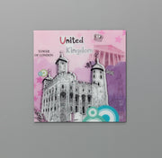 Cuadro de vidrio 70x70 cm con lienzo multicolor