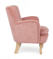 Sillón vintage de chenilla tapizado en terciopelo rosa