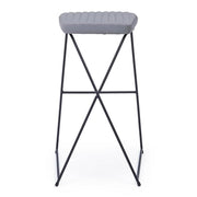 Taburete de bar en acero y terciopelo Gris KINSLEY 40x46 h76 cm