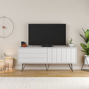 Mueble para TV con Estructura y 2 Puertas Abatibles Blanco 57 cm de alto x 139 cm de ancho x 36 cm de profundidad