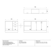Cocina Blanca en Forma de L Reversible 180x160 cm
