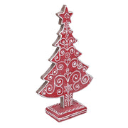 Árbol de resina roja con adornos blancos cm16x5,7h24