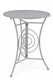 Mesa de jardín plegable redonda en acero gris MARLENE diámetro 60x h77 cm