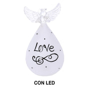 Ángel de cristal escrito blanco cm ø9h16