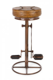 Taburete de bar de ciclo de cobre en cuero de estilo de diseño