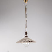 Lámpara de suspensión en hierro bronceado blanco y marrón 40x h22 cm