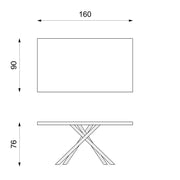 Mesa fija de roble chapado y patas de metal 160x76h cm