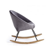Sillón mecedora Annika efecto terciopelo gris oscuro