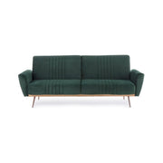 Sofá cama de tres plazas JOHNNY en terciopelo verde oscuro 210x83x h85 cm