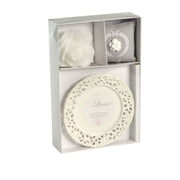 Vela leche y luna de miel rosa c/platillo cm26x17h4,5 - 8 horas