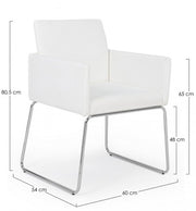 Silla con reposabrazos en símil piel Blanco SIXTY 60x54x h80.5 cm