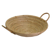 Cesta de junco natural con asas redondas cmø40xh10x40