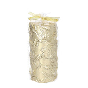 Vela de parafina con hojas doradas en relieve cm ø7h15