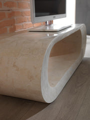 Mesa de centro moderna de piedra beige 120 x 62 x h 35 cm