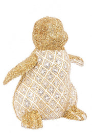Figura Decorativa Pinguino Rombi Seduto Oro 4x