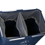 Cesta doble plegable de tela azul cm 54x34,5h50,5