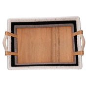 Cuadro de madera redondo con flores negras cm ø80h2,6