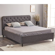 Cama matrimonial con almacenamiento Idra gris oscuro cabecero con botones L 170 x P 207,5 x A 114 cm