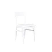 Silla en madera lacada en blanco con asiento en polipiel 44x45xh. 82 cm