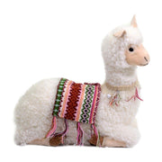 Llama blanca sentada con cascabeles cm37,5x17h37