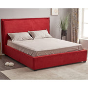 Cama Matrimonial con Almacenamiento en Tela Roja 170x206x118 cm