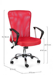 Silla de oficina BRISBANE roja regulable en altura