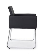 Silla con reposabrazos en símil piel Negro SIXTY 60x54x h80.5 cm
