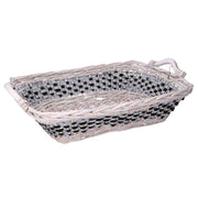 Cesta mimbre rectangular azul blanco 46/54x36h13 cm
