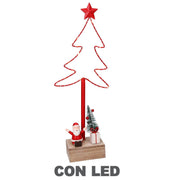 Árbol LED de metal con Papá Noel rojo cm7x15h39