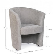 Sillón en madera y tela gris claro BELICE 64,5x63x h76 cm