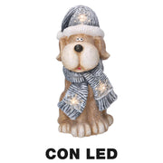 Gorro perro resina led gris cm22x19,5h40
