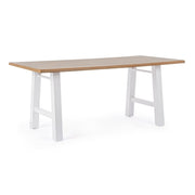 Mesa estilo natural madera blanca y acero 180x90