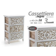 Cajón de Badside 3 Cajones de madera 40 x 29 x 58 H CM