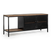 Mueble de TV de estilo industrial de metal con 2 puertas