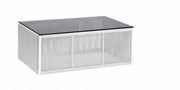 Mesa de centro de exterior Kloe blanca con tapa de cristal