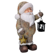 Papá Noel resina con farol gris 25,5x17h44cm