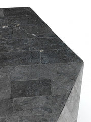 Mesa de centro moderna de piedra gris 60 x 60 x h 50 cm