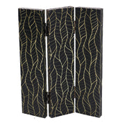 Paravento estampado 3 paneles negro decorado oro 120,6x2,5xh180,6x2,5xh180