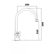 Grifo de cocina bimando satinado Paini Trixi 30x18x5 cm