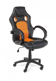 Sillón de oficina con pulseras racing negro-naranja en polipiel