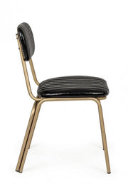 Addy silla retro moderna con estructura de acero de polipiel negra