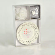 Vela Marte rosa con platillo líquenes y musgo cm26x17h4,5 - 8 horas