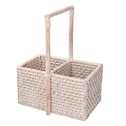 Portabotellas rattan algarve blanco rectangular 2 plazas cm24,5x14,5h13/31