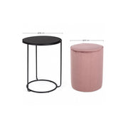 Conjunto moderno de mesa de centro y puf Annika en rosa antiguo