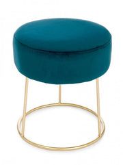 Puf de terciopelo azul CLARISSA diámetro 35x h40 cm