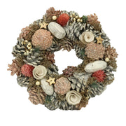 Corona con piñas rosas ø30h7,5 cm